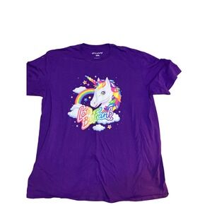 TeeFury Lets Be Frank Lisa Unicorn Rainbow Purple Graphic T-Shirt XXL 80's Retro